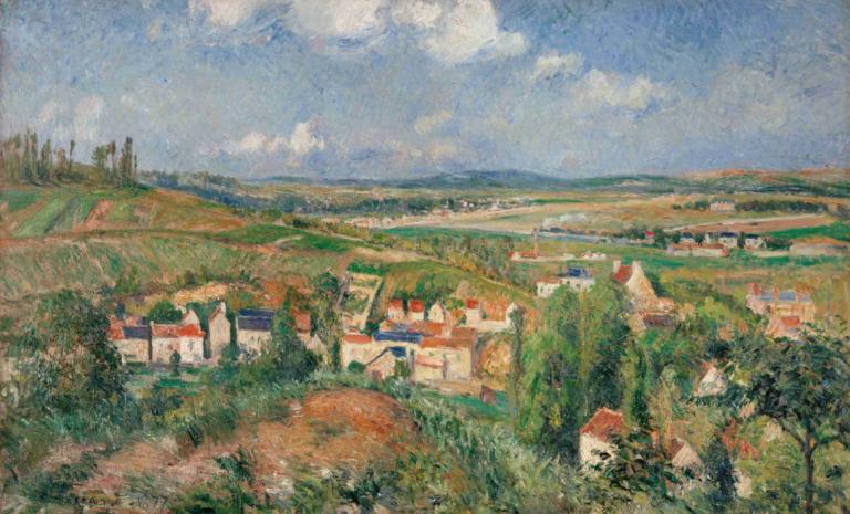 L'hermitage En Été, Pontoise,Camille Pissarro,Lukisan cat minyak,Lukisan cat minyak, pemandangan