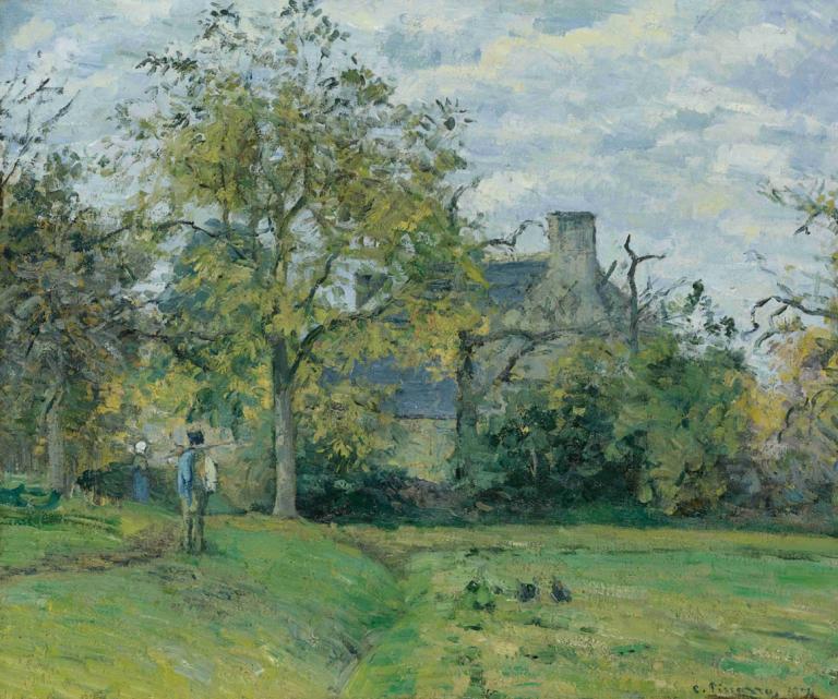 La Maison De Piette À Montfoucault,La Maison De Piette Di Montfoucault,Camille Pissarro,Lukisan cat minyak