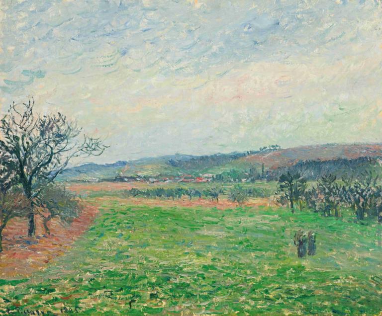 Les Coteaux De Gisors, Temps Gris,Les Coteaux De Gisors，Temps Gris,Camille Pissarro,卡米耶-毕沙罗,油画,油画, 户外, 风景, 树