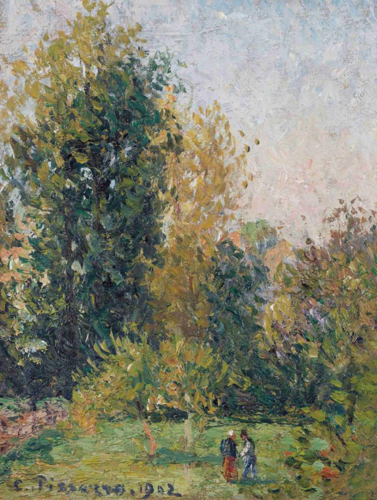 Paysage Avec Deux Personnages, Éragny, Automne,Peisaj cu două persoane, Éragny, toamnă,Camille Pissarro