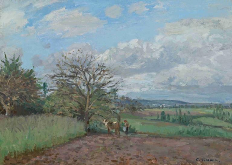 Paysage Avec Une Vachère,Peisaj cu o vacă,Camille Pissarro,Pictura in ulei,Pictura in ulei, în aer liber