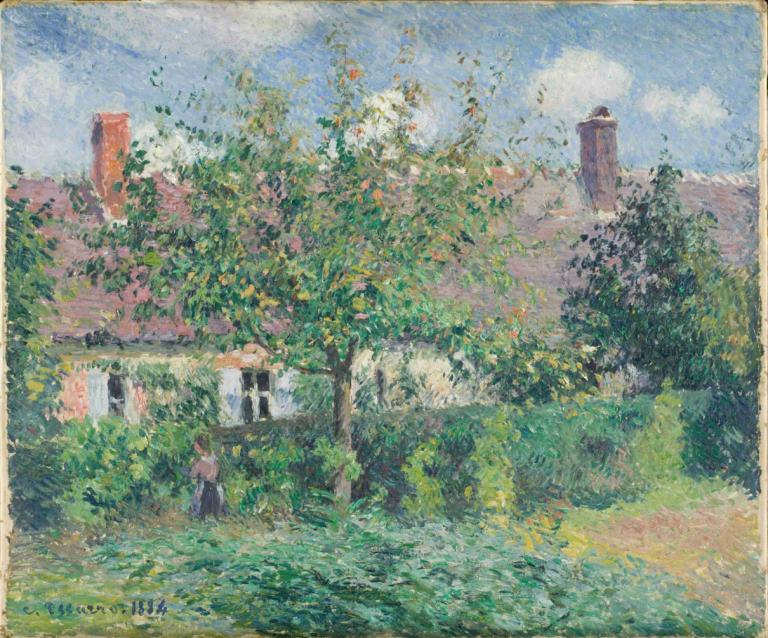 Peasant House at Éragny,Éragny'de Köylü Evi,Camille Pissarro,Yağlı boya,Yağlı boya, açık havada, manzara