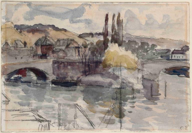 Pont Corneille à Rouen,Rouen'deki Corneille Köprüsü,Camille Pissarro,Yağlı boya,Yağlı boya, insan yok