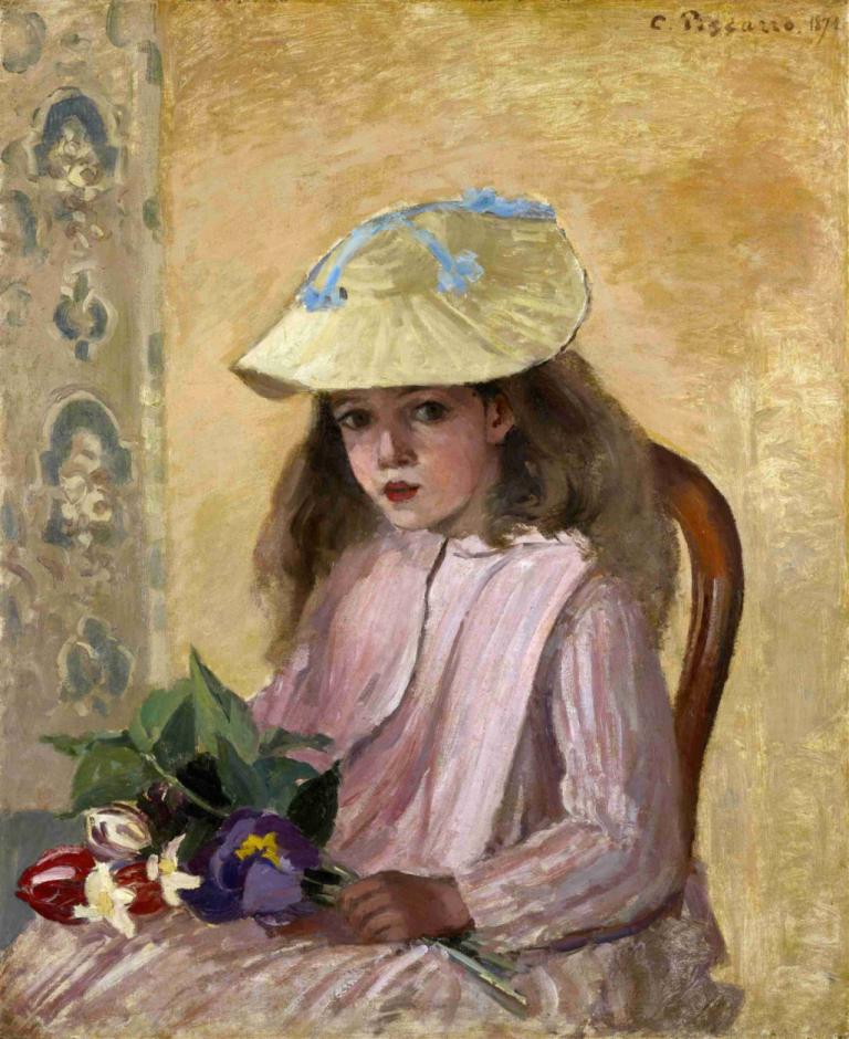 Portrait of the Artist’s Daughter,Porträtt av konstnärens dotter,Camille Pissarro,Oljemålning,Oljemålning