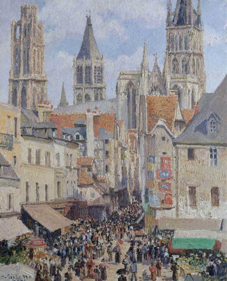 Rue de l'Épicerie, Rouen (Effect of Sunlight),Rue de l'Épicerie, Rouen (Effekt av solljus),Camille Pissarro