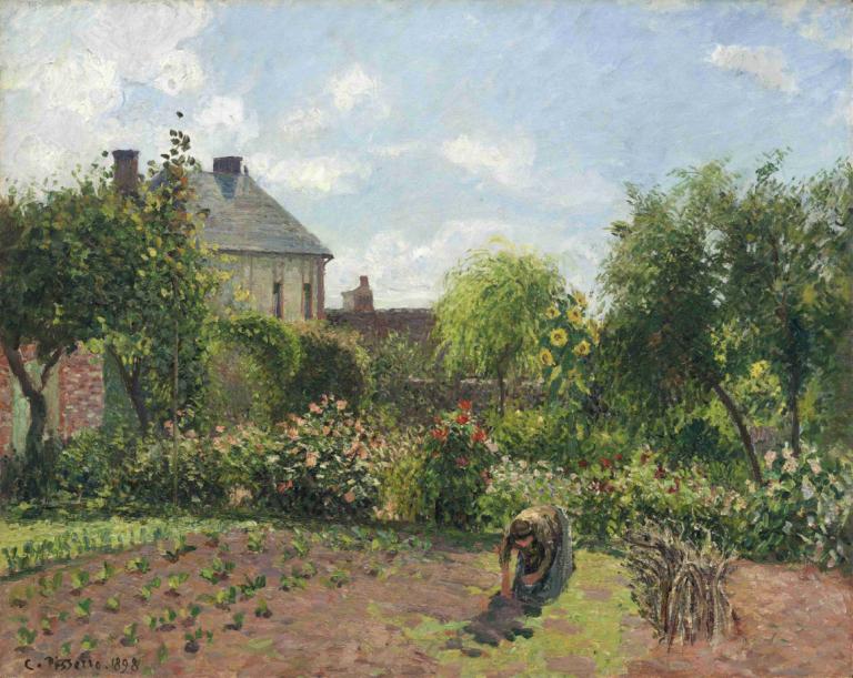 The Artist's Garden at Eragny,Konstnärens trädgård i Eragny,Camille Pissarro,Oljemålning,Oljemålning, utomhus