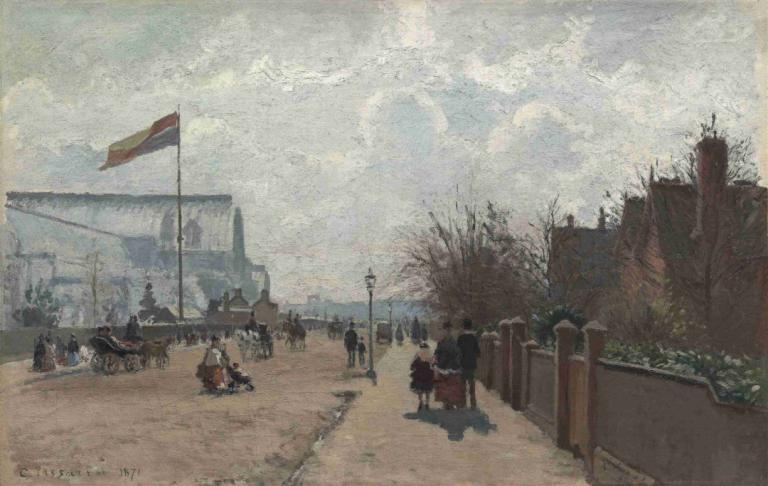 The Crystal Palace,Der Kristallpalast,Camille Pissarro,Ölgemälde,Ölgemälde, draußen, Baum, Wolke, Landschaft