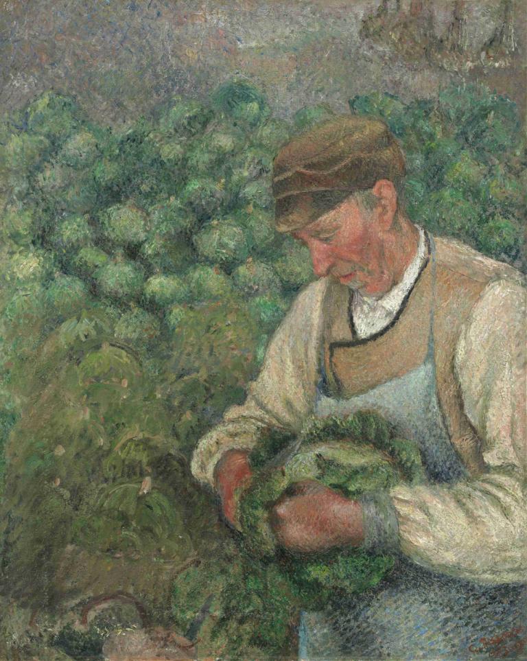 The Gardener - Old Peasant with Cabbage,Der Gärtner - Alter Bauer mit Kraut,Camille Pissarro,Ölgemälde