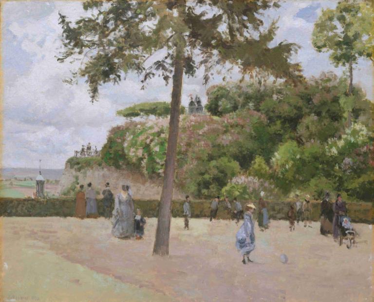 The Public Garden at Pontoise,Veřejná zahrada v Pontoise,Camille Pissarro,Olejomalba,Olejomalba, strom, venku