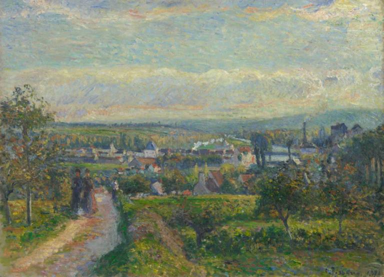 View of Saint-Ouen-l’Aumône,Näkymä Saint-Ouen-l'Aumôneen,Camille Pissarro,Öljymaalaus,Öljymaalaus, ulkona