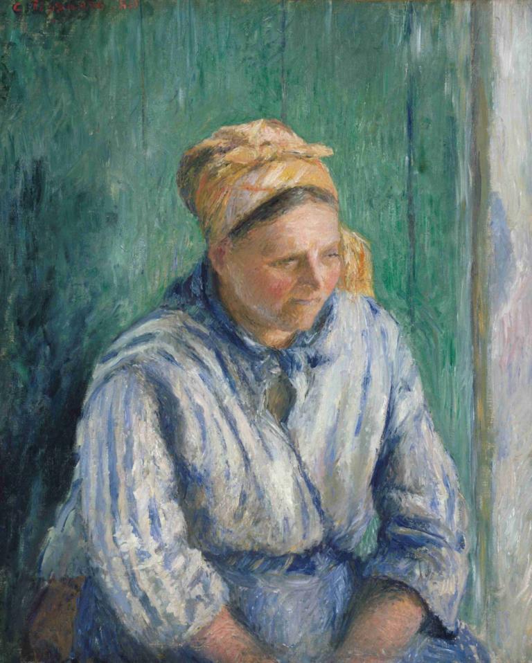 Washerwoman, Study,Pesijätär, opiskelu,Camille Pissarro,Öljymaalaus,Öljymaalaus, 1 poika, yksin