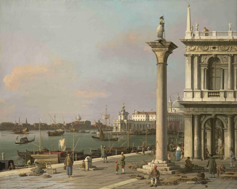 Bacino di S. Marco- From the Piazzetta,バチーノ・ディ・サン・マルコ-広場から,Canaletto,カナレット,油絵,油絵, 水上バイク, ボート, 船, 複数の男の子, 景色