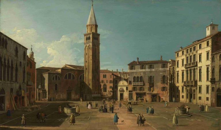 Campo Sant'Angelo, Venice,Campo Sant'Angelo, Venecia,Canaletto,Pintura al óleo,Pintura al óleo, al aire libre