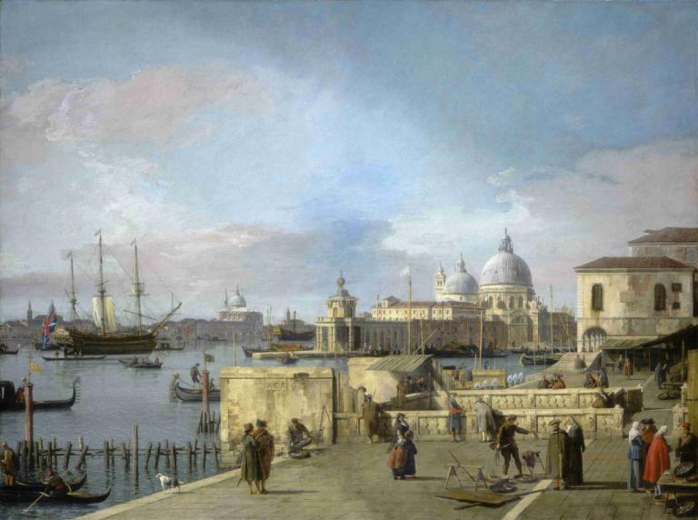 Entrance to the Grand Canal from the Molo,Venice,Indgang til Canal Grande fra Molo, Venedig,Canaletto