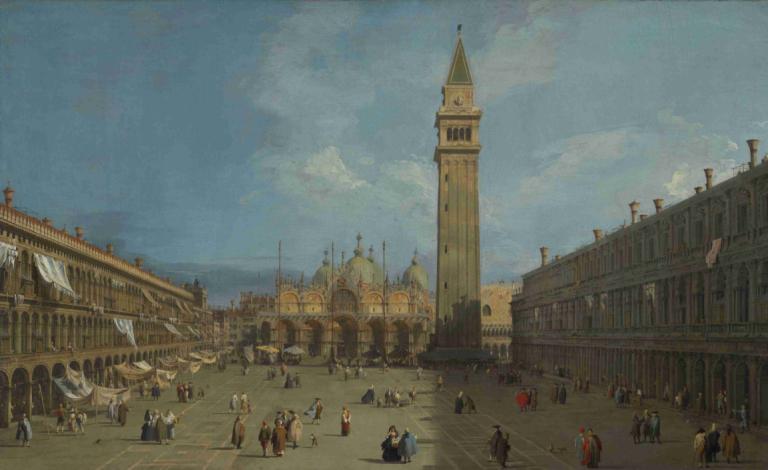 Piazza San Marco,Plaza de San Marcos,Canaletto,Pintura al óleo,Pintura al óleo, 6+chicos, al aire libre