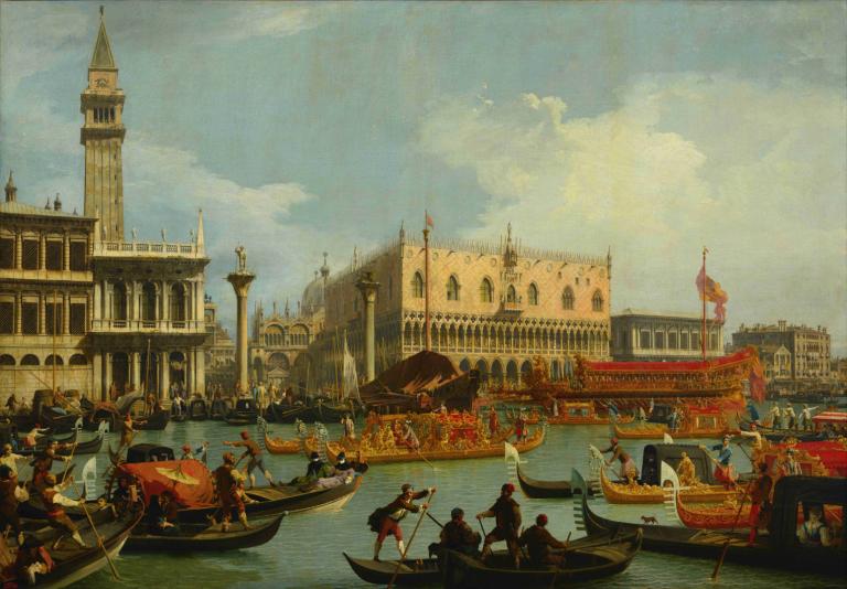 The Bucintore Returning to the Molo on Ascension Day,Возвращение Бучинторе в Моло в День Вознесения,Canaletto