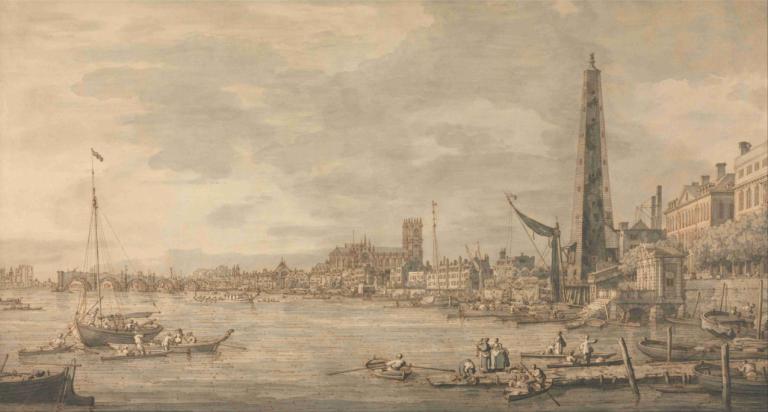 The City of Westminster from Near the York Water Gate,จากเมืองเวสต์มินสเตอร์ ใกล้ประตูน้ํายอร์ค,Canaletto