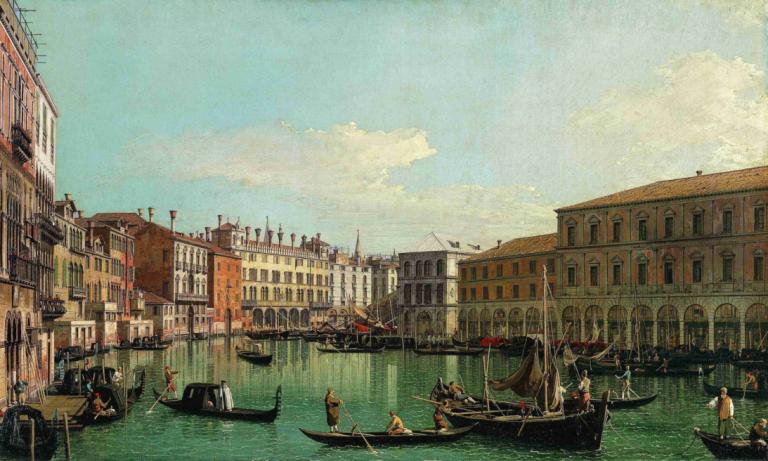 The Grand Canal, Venice, Looking South toward the Rialto Bridge,Canal Grande, Venedig, söderut mot Rialtobron