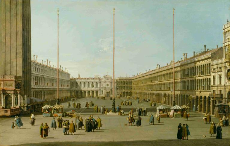 The Piazza San Marco,Piazza San Marco,Canaletto,Oljemålning,Oljemålning, utomhus, verklig plats, 6+pojkar