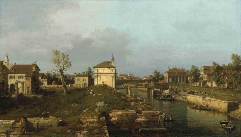 The Porta Portello,Padua,โพทโทรเมน, พาเลซ,Canaletto,คานาก้า,จิตรกรรมสีน้ำมัน,จิตรกรรมสีน้ำมัน, ต้นไม้