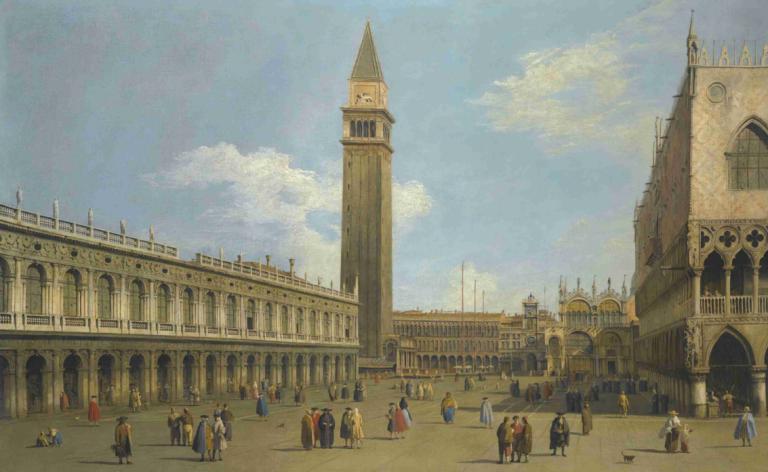 Venice, A View Of The Piazzetta Looking North,Benetke, pogled na Piazzetto proti severu,Canaletto,Oljna slika