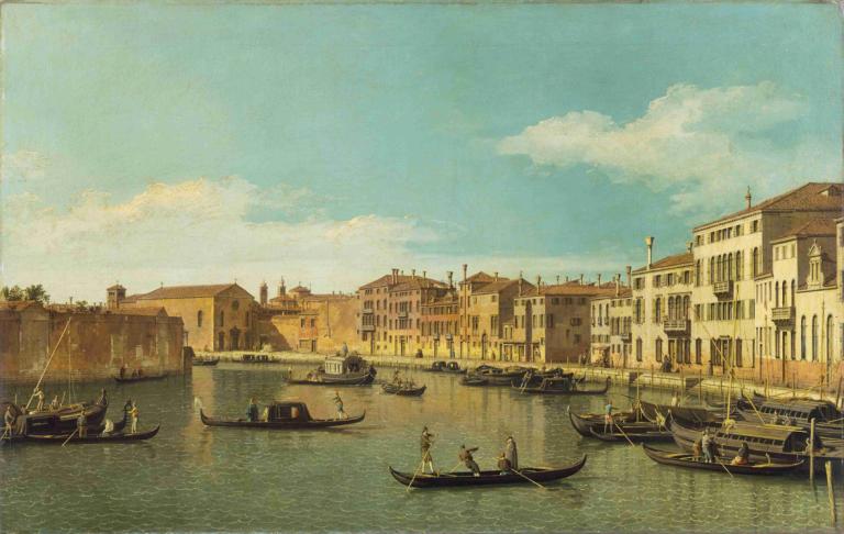 Venice, the Canale di Santa Chiara,Venedig, Santa Chiara-kanalen,Canaletto,Oliemaleri,Oliemaleri