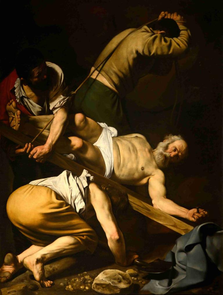 Crucifixion of St. Peter,Korsfæstelse af Sankt Peter,Caravaggio,Oliemaleri,Oliemaleri, kunstparodi