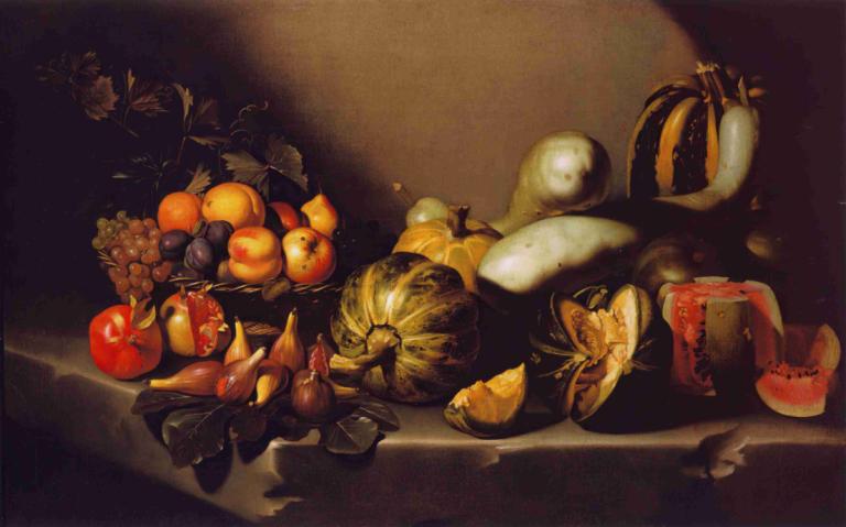 Still Life with Fruit,과일이 있는 정물,Caravaggio,카라바지오,오일 페인팅,오일 페인팅, 과일, 음식, 인간은 없어, 사과, 음식 초점, 포도, 정물, 현실적인