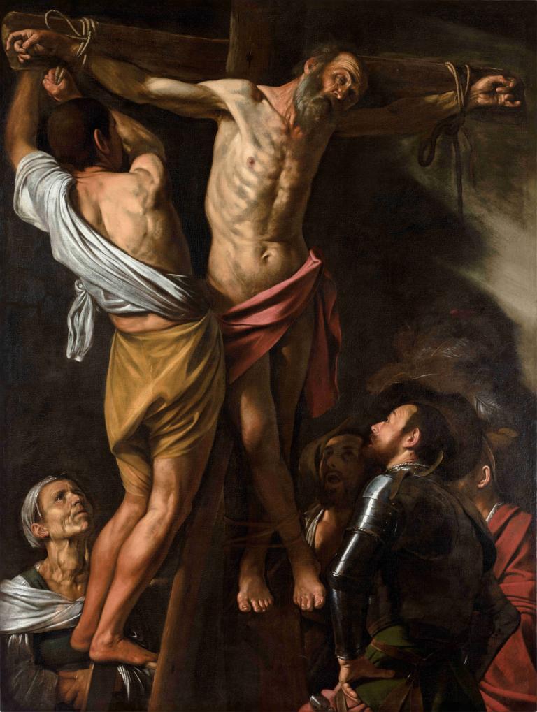 The Crucifixion of Saint Andrew,Korsfestelsen av Saint Andrew,Caravaggio,Oljemaleri,Oljemaleri, kunstparodi