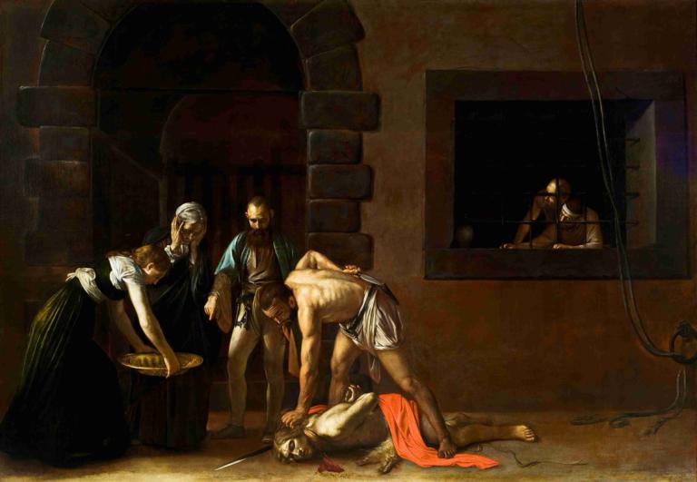 The beheading of St. John the Baptist,성 세례 요한의 참수,Caravaggio,카라바지오,오일 페인팅,오일 페인팅, 미술 패러디, 풍자적 개작 시문, 여러 소년