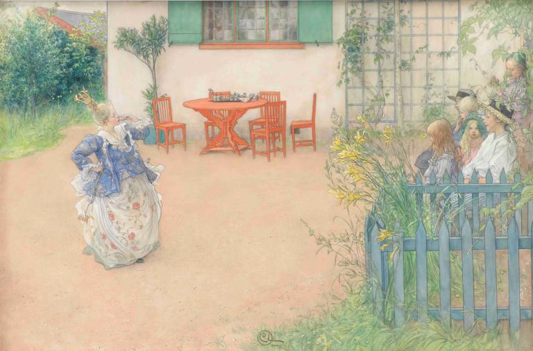 Lisbeth as the Evil Princess in the Fairy Tale 'Fågel Blå' by P.D.A. Atterbom,Carl Larsson,Oil Painting