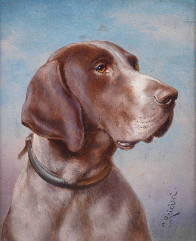 Hundeportrait,Carl Reichert,Oil Painting,Oil Painting, no humans, realistic, traditional media, dog