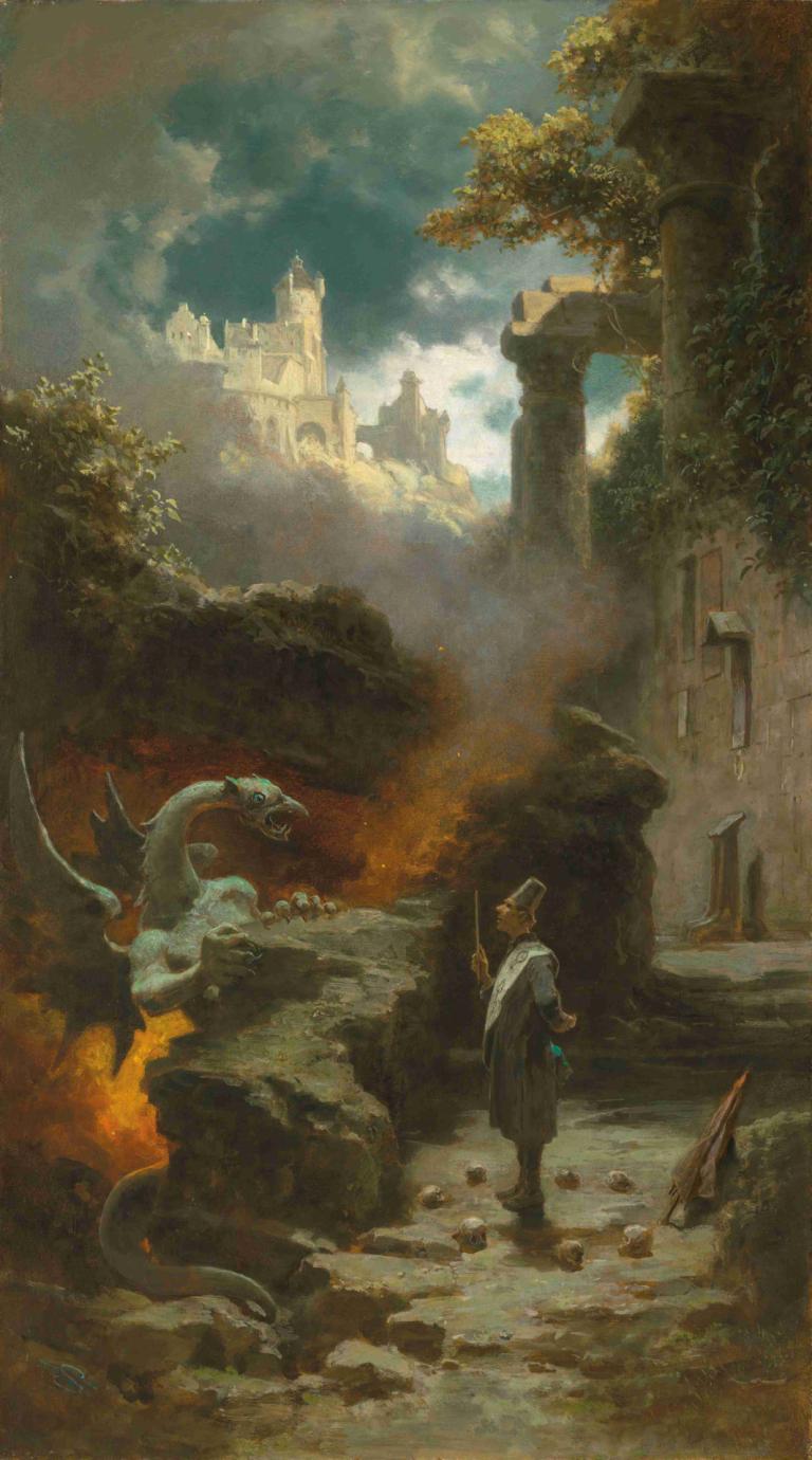 Der Hexenmeister (The Sorcerer),El Hechicero (The Sorcerer),Carl Spitzweg,Pintura al óleo,Pintura al óleo