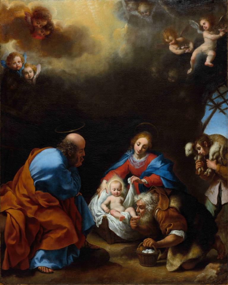 Adoration of the Shepherds,Carlo Dolci,Oil Painting,Oil Painting, fine art parody, multiple boys, parody