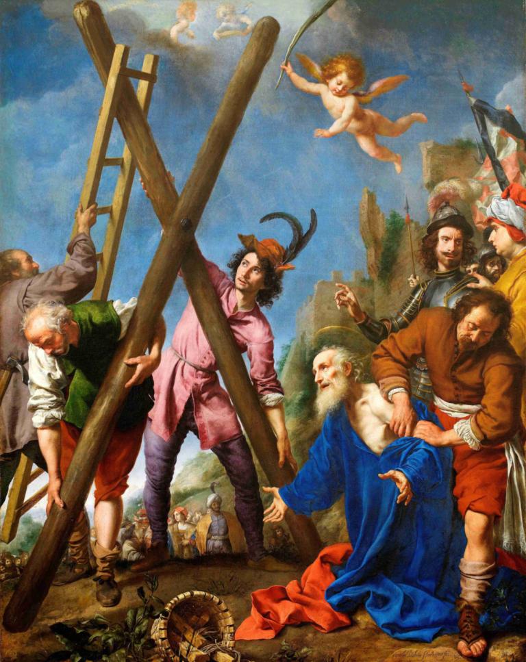 St Andrew Praying Before His Martyrdom,聖安德魯在殉難前祈禱,Carlo Dolci,卡洛·多爾奇,油畫,油畫, 多個男孩, 美術模仿, 老的, 鬍鬚, 6+男孩, 鬍子, 武器