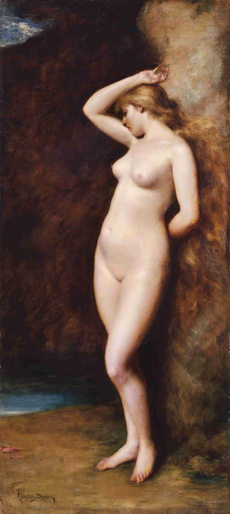 Andromède,Carolus-Duran,Oil Painting,Oil Painting, 1girl, fine art parody, solo, nipples, nude, breasts