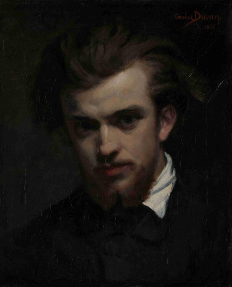 Henri Fantin-Latour,Carolus-Duran,Oil Painting,Oil Painting, solo, 1boy, male focus, facial hair, realistic