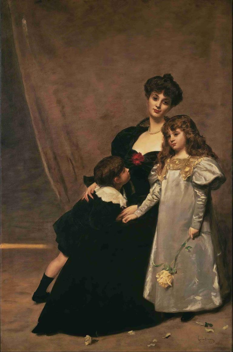 Mother and children (Madame Feydeau and her children),Carolus-Duran,Oil Painting,Oil Painting