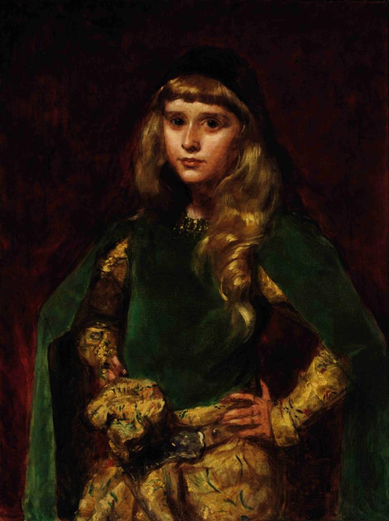 Natalie at Ten,Натали в десять,Carolus-Duran,Каролус-Дюран,Картина Маслом,Картина Маслом, 1 девушка, соло