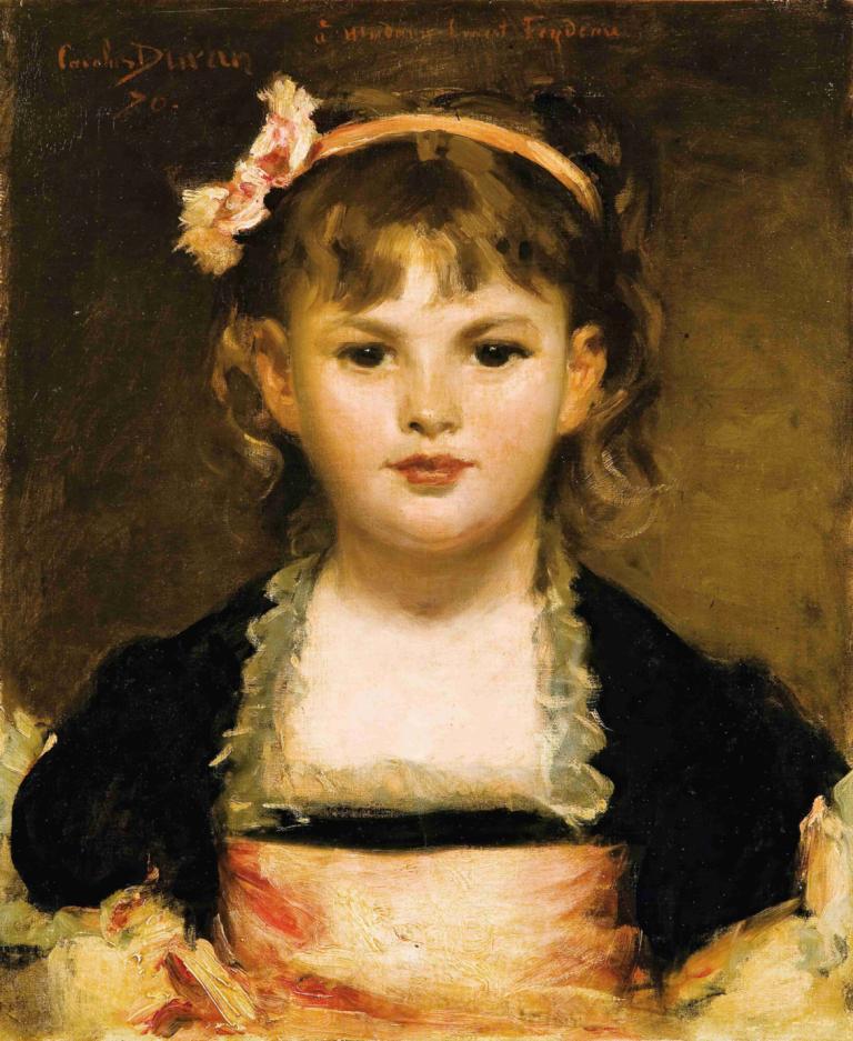 Portait Of A Young Girl,Carolus-Duran,Oil Painting,Oil Painting, 1girl, solo, fine art parody, realistic