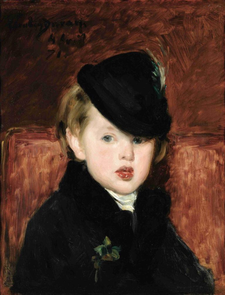 Portrait De Louis Ghémar L'ainé,Carolus-Duran,Oil Painting,Oil Painting, 1girl, solo, hat, blonde hair