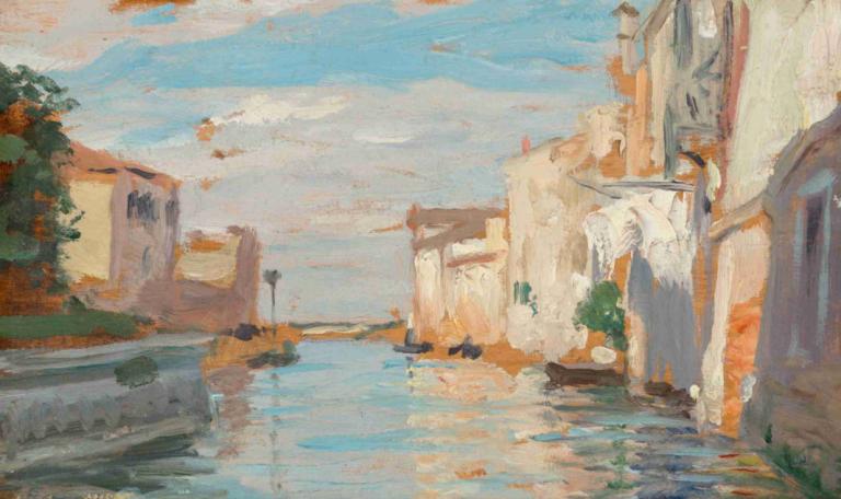 View of Venice,威尼斯风光,Carolus-Duran,卡罗勒斯-杜兰,油画,油画, 风景, 户外, 没有人类, 天空, 水, 天, 树, 建筑, 云, 传统媒体, 蓝天