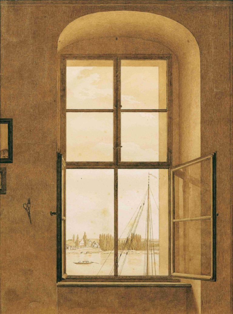 Blick aus dem Atelier des Künstlers (rechtes Fenster),Caspar David Friedrich,Oil Painting,Oil Painting