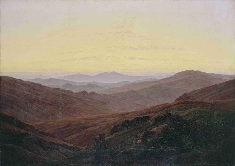 Giant Mountains (Riesengebirge),Krkonoše,Caspar David Friedrich,Olejomalba,Olejomalba, scenérie, žádní lidé