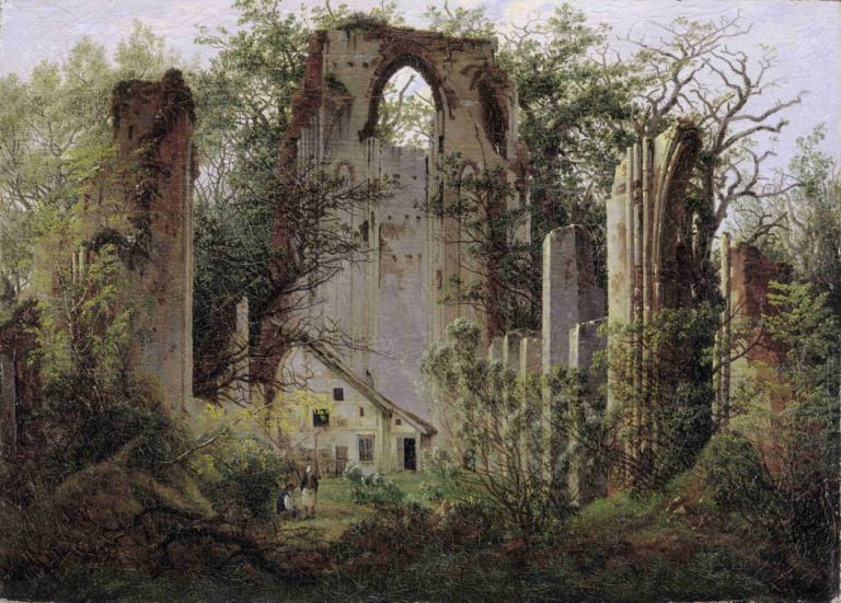 Monastery ruin Eldena,Μοναστήρι ερείπιο Eldena,Caspar David Friedrich,Ελαιογραφία,Ελαιογραφία, τοπίο, δέντρο