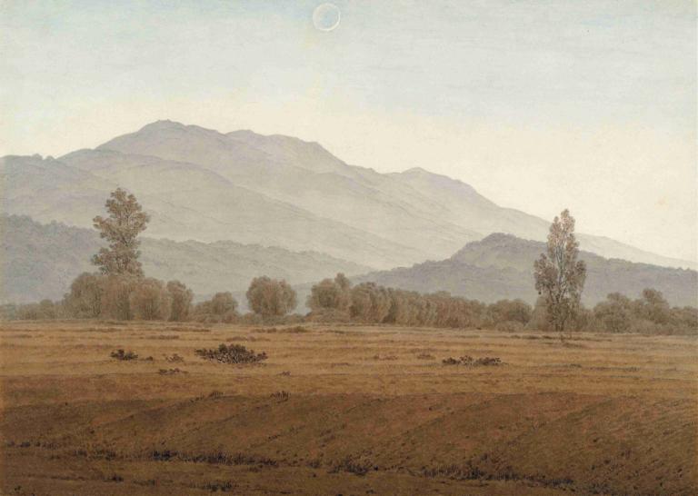 Neumond über dem Riesengebirge,Luna nouă peste Munții Uriași,Caspar David Friedrich,Pictura in ulei