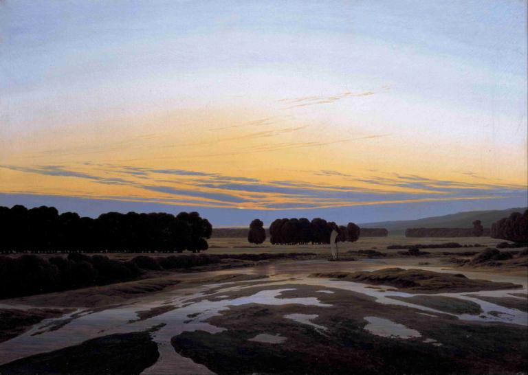 The Grosse Gehege near Dresden,ドレスデン近郊のグロッセ・ゲーヘーゲ,Caspar David Friedrich,カスパー・ダヴィデ・フリードリヒ,油絵,油絵, 屋外, 景色