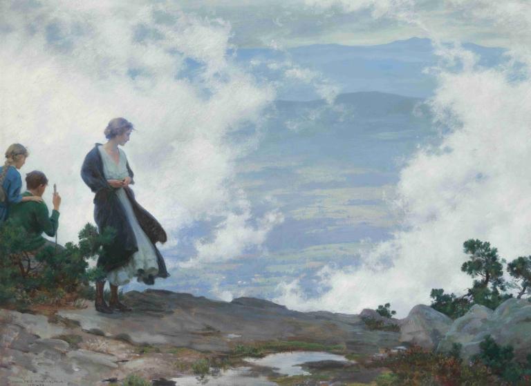 After the Storm,Charles Courtney Curran,Oil Painting,Oil Painting, outdoors, multiple boys, cloud, sky