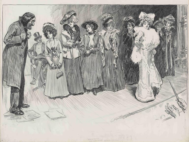 Studies in expression. The author and the soubrette,Charles Dana Gibson,Sketch,Sketch, monochrome