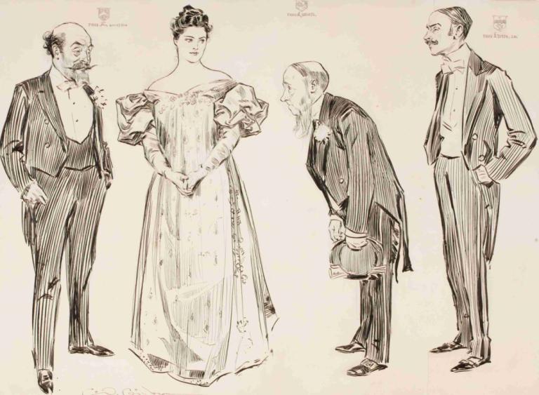 The American Abroad; Some Features of the Matrimonial Market,Charles Dana Gibson,Sketch,Sketch, dress